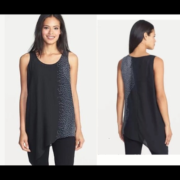 Eileen Fisher Tops - EILEEN FISHER dapple printed asymmetrical silk top